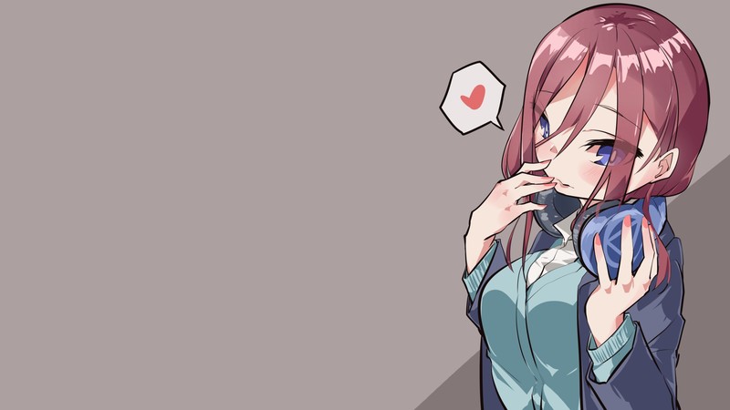 5-toubun no Hanayome, anime, anime girls, Nakano Miku, simple background, headphones