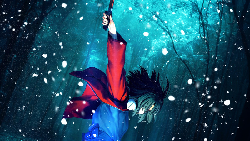 Kara no Kyoukai, winter, contrast, sword, anime, anime girls, Ryougi Shiki