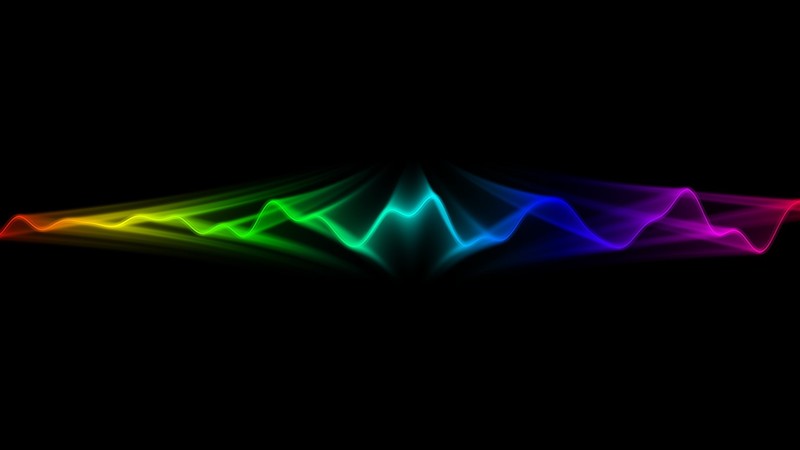 yellow, blue electric, waves, spectrum, colorful, black, black background, green
