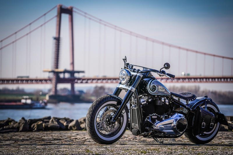 Harley Davidson, Harley-Davidson, motorcycle, Heavy bike, modified, custom, bridge, chrome