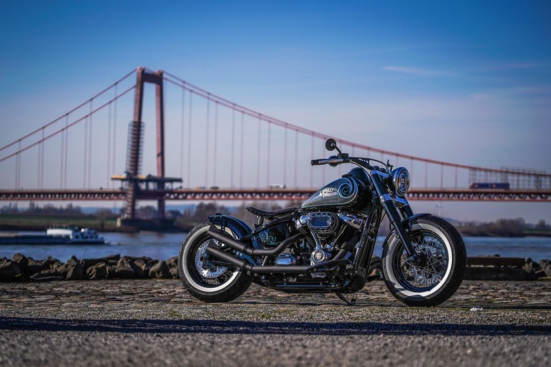 Harley Davidson, Harley-Davidson, motorcycle, Heavy bike, modified, custom, bridge, chrome