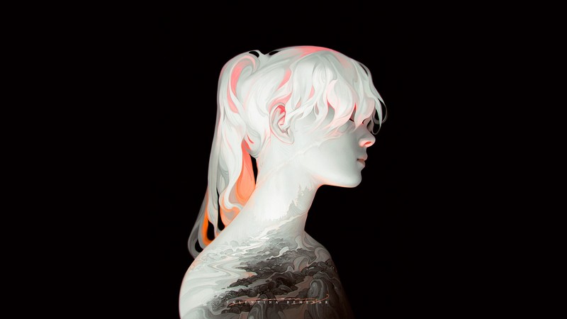 Valentina Remenar, profile, digital art, black background