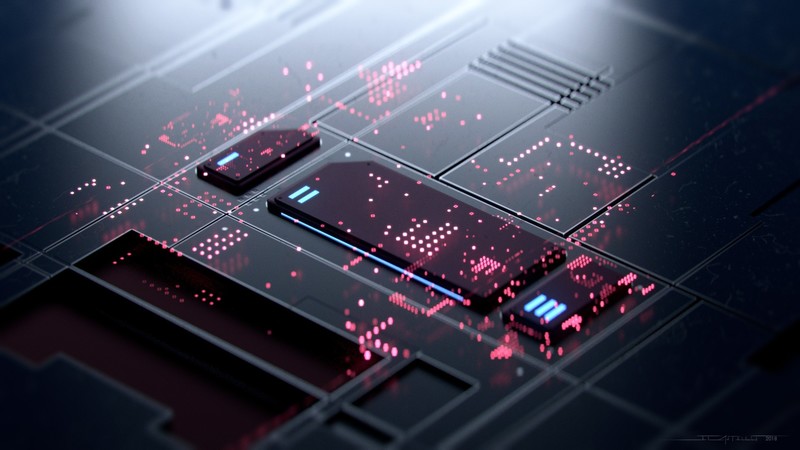3D, circuits, digital art, technology, Jorge Castillo