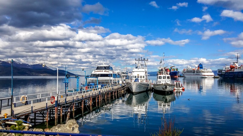 ushuaia, Patagonia, boat, water, clouds, outdoors, vehicle