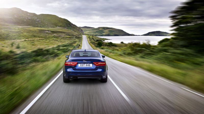 jaguar xe, jaguar, movement, speed, blue, car, 4k