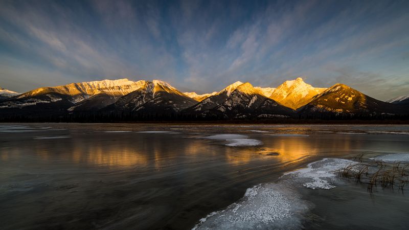 mountains, ice, reflection, 4k