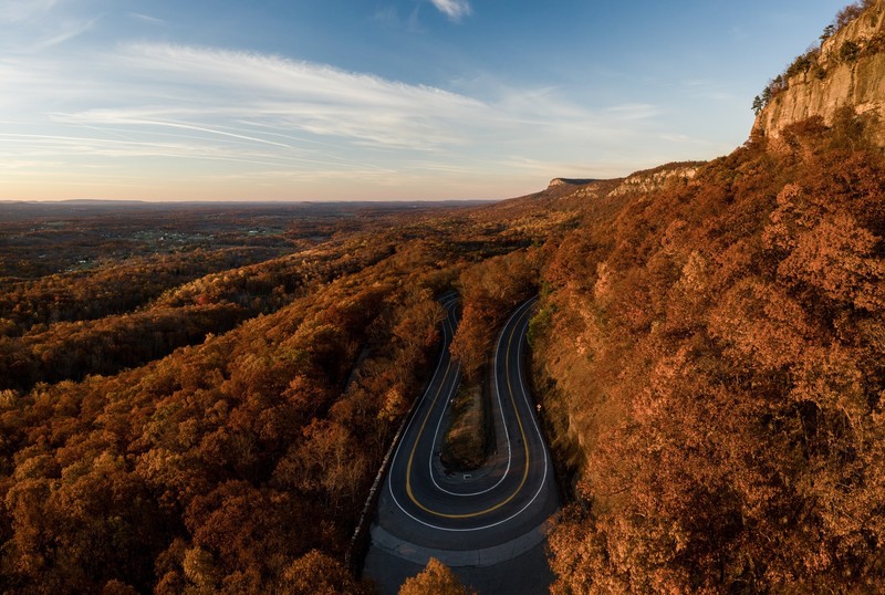 nature, landscape, road, hairpin turns, forest, trees