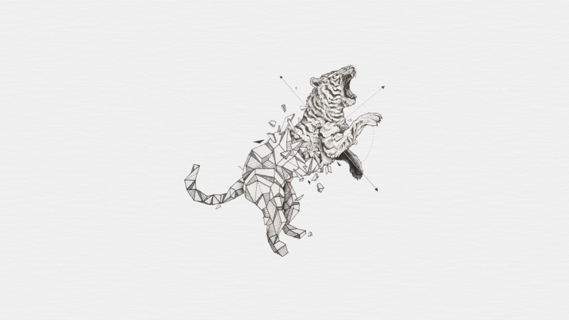 digital art, animals, tiger, white background, roar