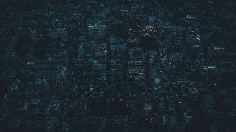 night city, aerial view, city lights, metropolis, night, new york, usa, 4k