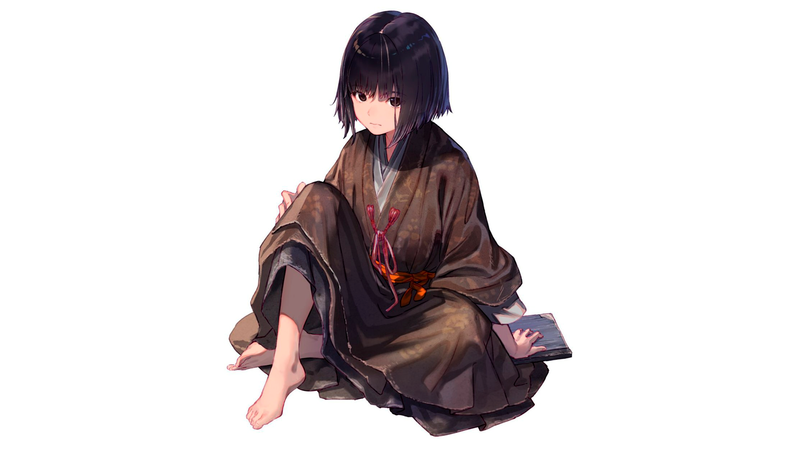 white background, simple background, Sekiro: Shadows Die Twice, kimono, anime boys, anime, barefoot
