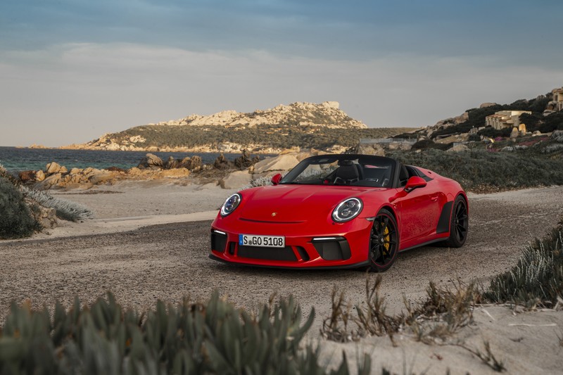 Porsche 911 Carrera, red, beach, Convertible, car, numbers, vehicle, red cars, Porsche