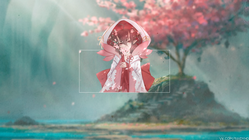 anime, anime girls, picture-in-picture, cherry blossom, cherry trees