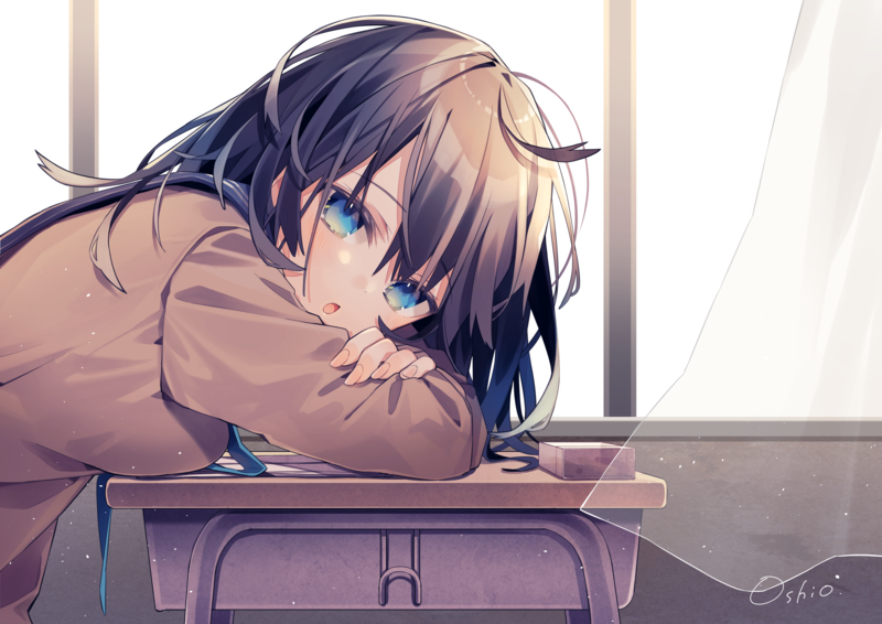anime, anime girls, school uniform, Oshio_dayo (artista), original characters