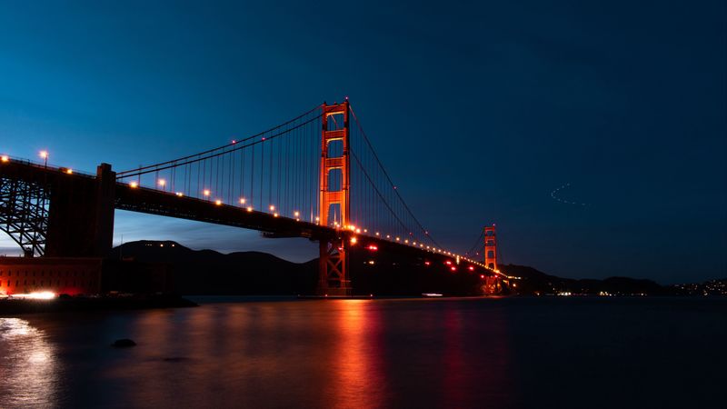 bridge, night, lights, 4k
