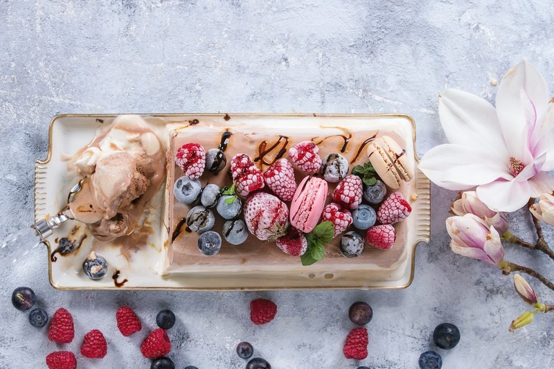 colorful, food, sweets, fruit, berries, ice cream