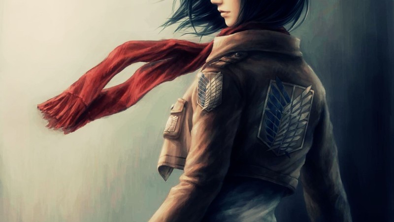 Mikasa Ackerman, scarf, short hair, black hair, Shingeki no Kyojin, Attack on Titans, anime, anime girls