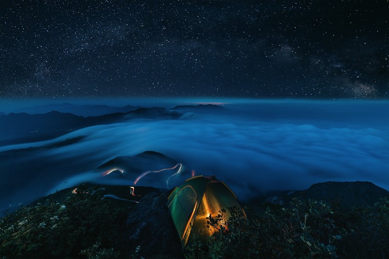 night sky, tent, nature, sky, stars, outdoors, landscape