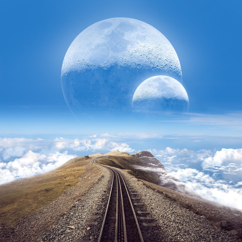 Planescape, railway, cloud services, landscape