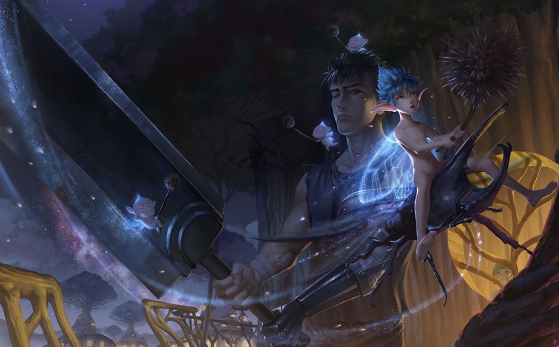 fan art, fantasy art, Berserk, Guts, Black Swordsman, anime