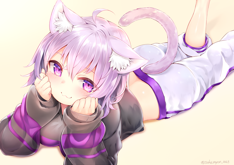 anime girls, anime, simple background, Virtual Youtuber, Hololive, Nekomata Okayu