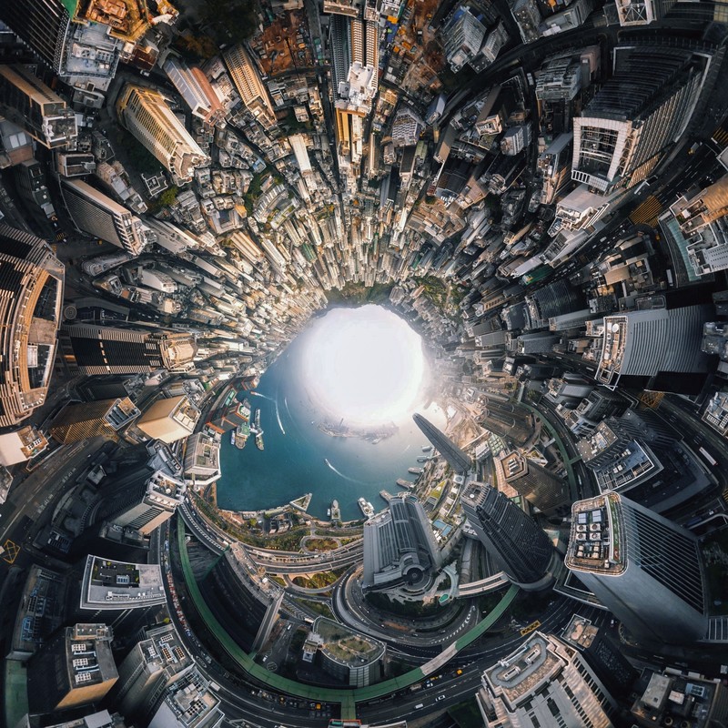 digital art, cityscape, Hong Kong, Asia