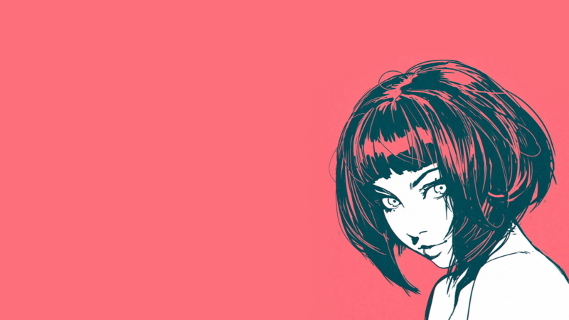 Ilya Kuvshinov, women, short hair, brunette, simple background