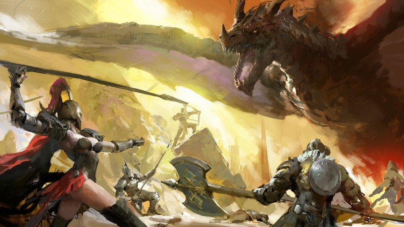 artwork, digital art, dragon, fantasy art, fantasy weapon, women