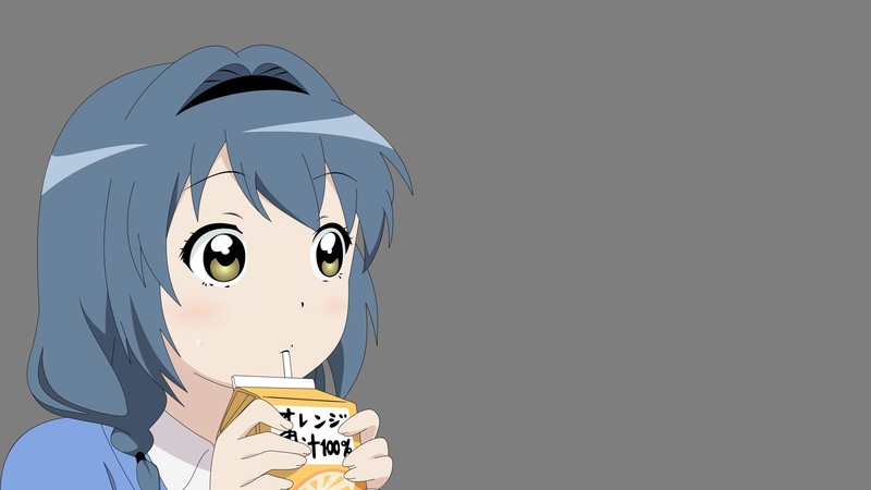anime, anime girls, white skin, simple background, Furutani Himawari, Yuru Yuri, grey, blue hair
