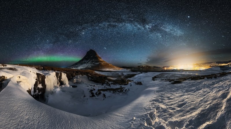 sky, nature, night sky, winter, mountains, landscape