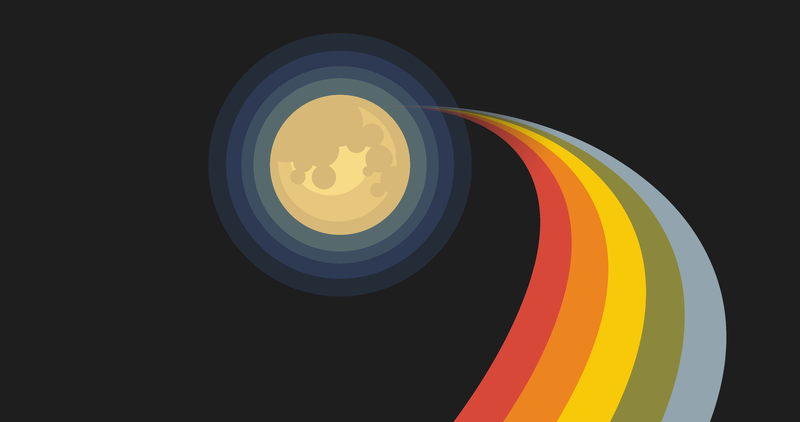 Ahoy, Moon, rainbows, simple, simple background, minimalism