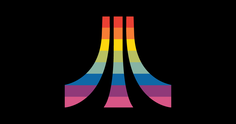 Atari, logo, rainbows, minimalism, brands, Ahoy
