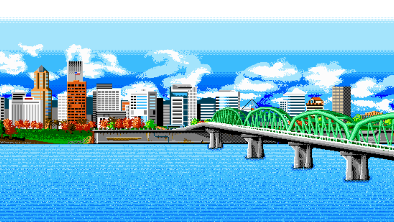 Ahoy, pixel art, bridge, city