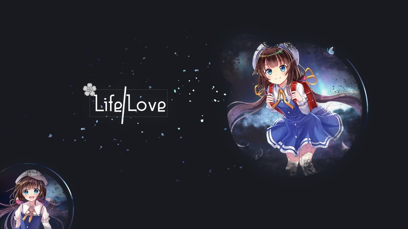 life, love, minimalism, blue, white, particle, circle, anime girls, dark background, Ai Hinatsuru