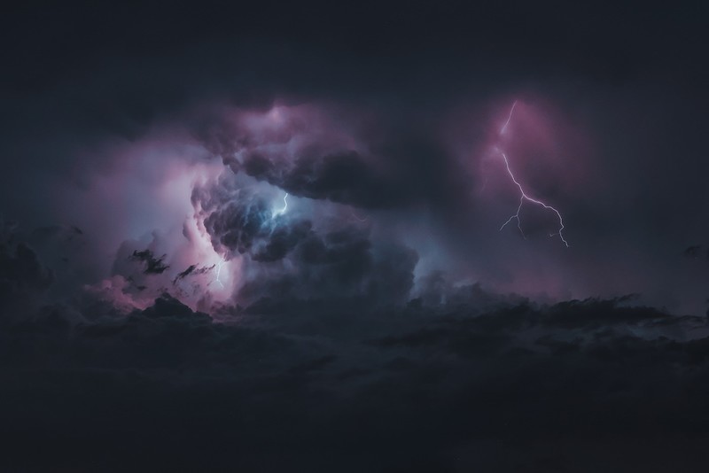 lightning, clouds, storm, nature, sky
