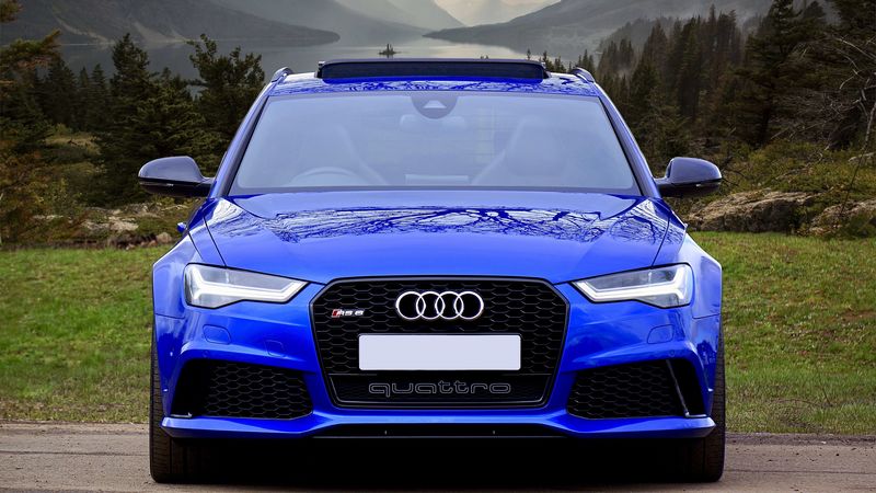 audi rs6, audi, car, blue, front view, 4k
