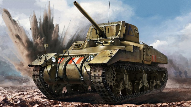 artwork, vehicle, tank, military, M4A5 Ram Mk. II