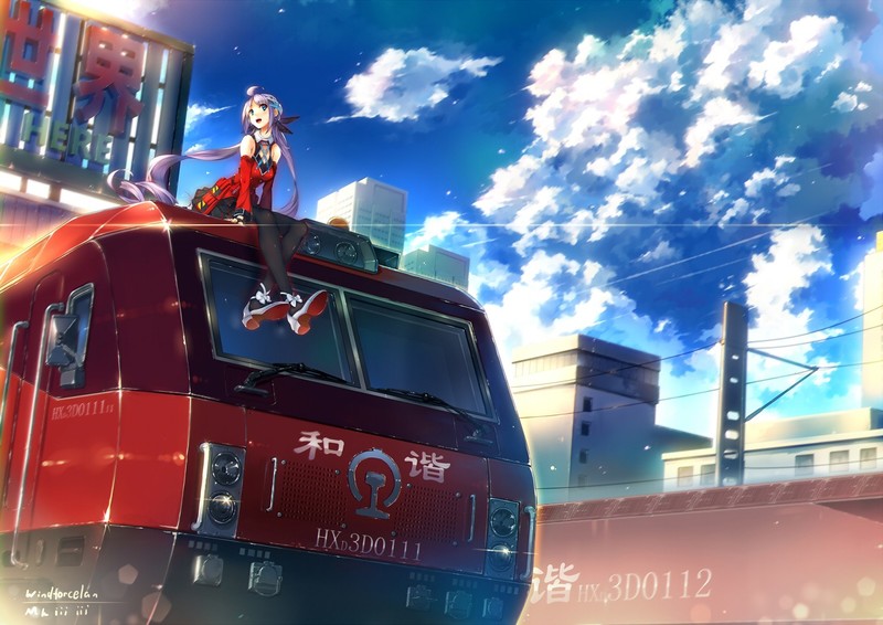 anime, train, anime girls, train station