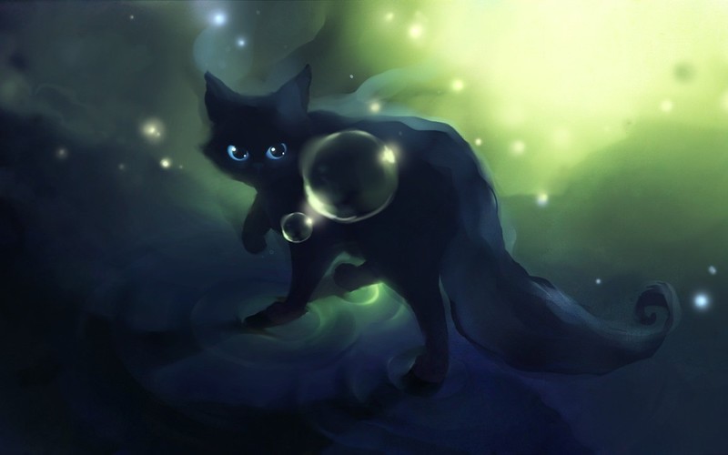 cats, graphic design, bubble, glowing, eyes