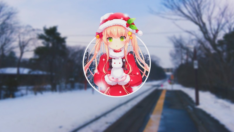 anime, anime girls, Christmas, picture-in-picture