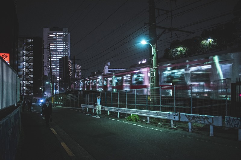 Japan, night, cityscape, Tokyo, train, urban, street, Asia