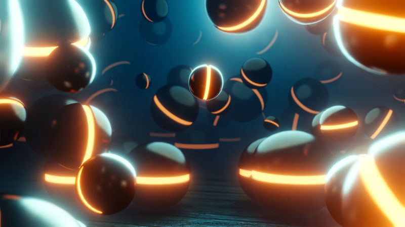 balls, round, glow, 3d, 4k