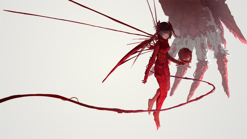 Knights of Sidonia, anime girls, short hair, red eyes, monster girl, Gauna, Benisuzume (Sidonia no Kishi)