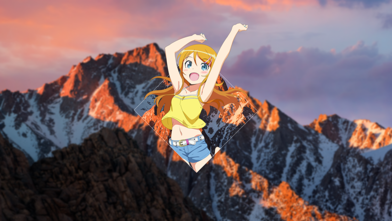 anime, render in shapes, anime girls, open mouth, arms up, blonde, Ore no Imouto ga Konnani Kawaii Wake ga Nai, picture-in-picture