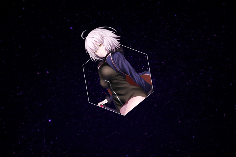 anime, render in shapes, anime girls, big boobs, white hair