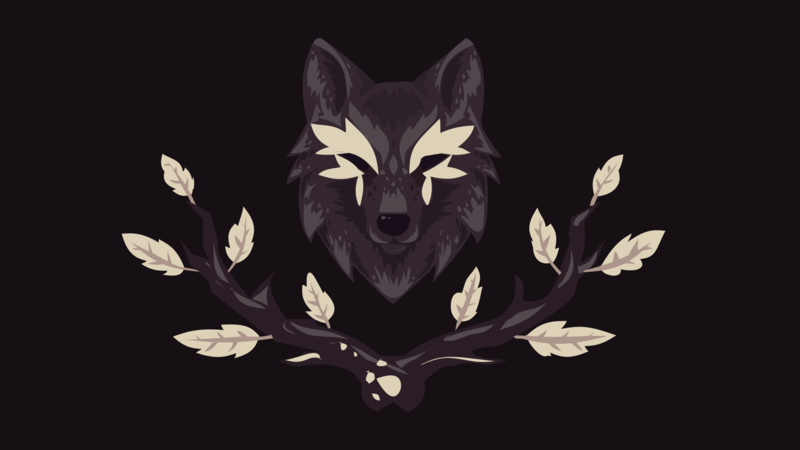wolf, digital, artwork, digital art, fantasy art, animals, symmetry, leaves, simple background, frontal view