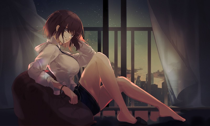 stars, night, curtains, wind, city, balcony