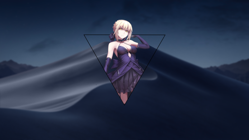 anime, render in shapes, anime girls, dress, blonde, boobs, yellow eyes