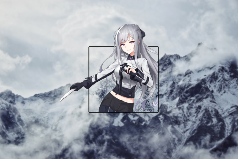 anime, render in shapes, anime girls, knife, weapon, long hair, grey hair