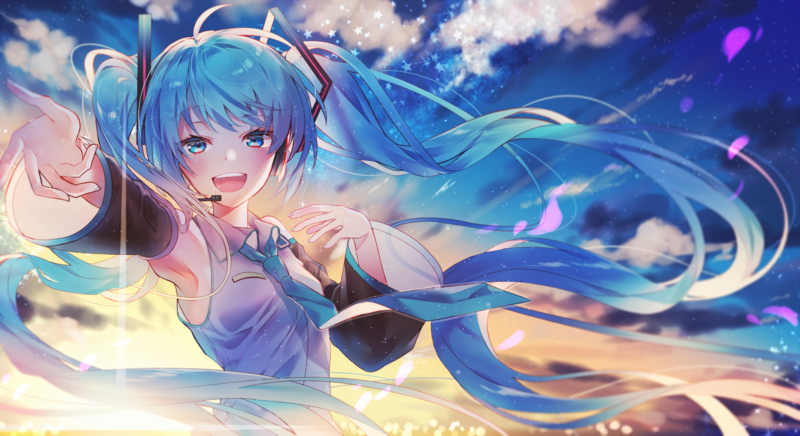 anime, anime girls, Vocaloid, Hatsune Miku, sky