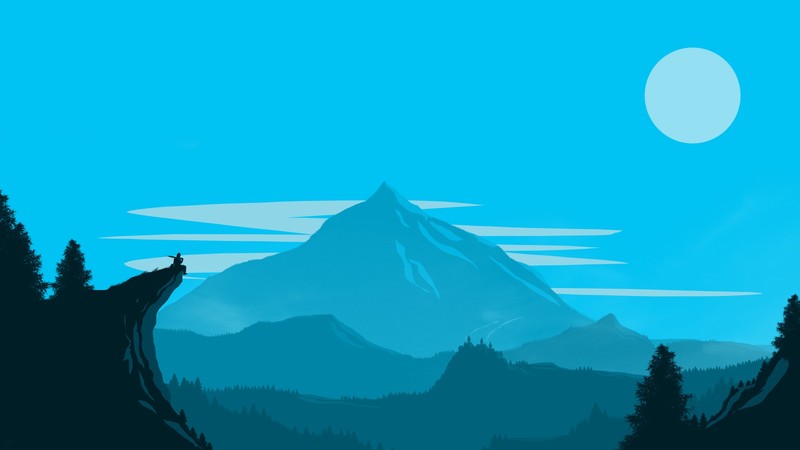 simple, Firewatch, fantasy art, cyan